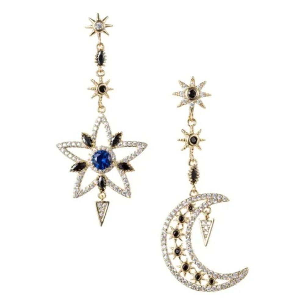 Eye Candy LA LUXE Sun And Moon Crystal Earrings